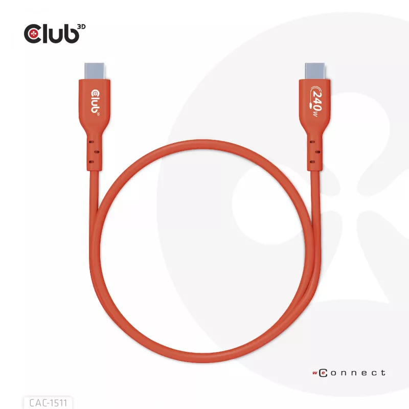 CLUB3D USB2 Type-C bidirektionales USB-IF-zertifiziertes Kabel für Daten 480Mb, PD 240W(48V/5A) EPR M/M 1m / 3.23 ft