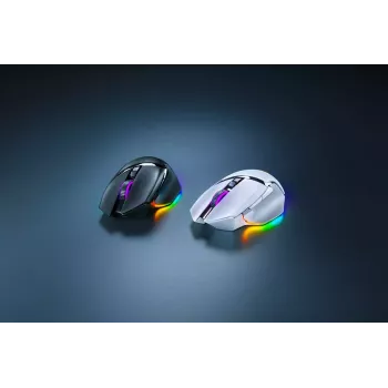 Gaming-Maus Razer Basilisk V3 Pro — rechtshändig, optisch 30.000 DPI, RF Wireless/Bluetooth/USB-C, weiß