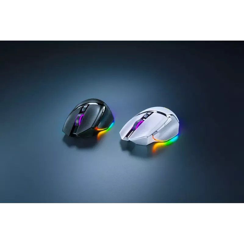 Gaming-Maus Razer Basilisk V3 Pro — rechtshändig, optisch 30.000 DPI, RF Wireless/Bluetooth/USB-C, weiß