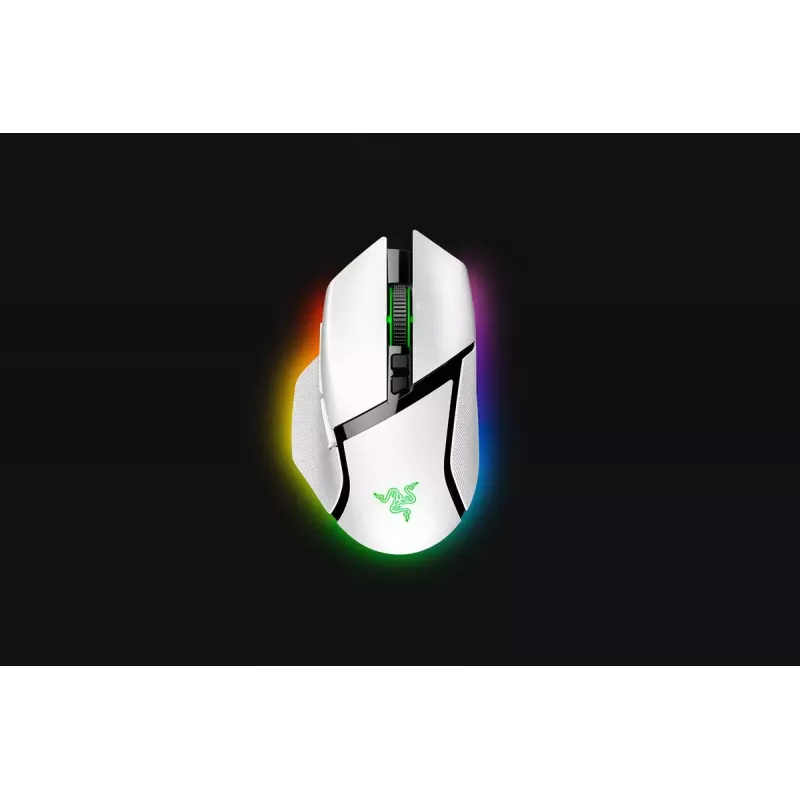 Gaming-Maus Razer Basilisk V3 Pro — rechtshändig, optisch 30.000 DPI, RF Wireless/Bluetooth/USB-C, weiß