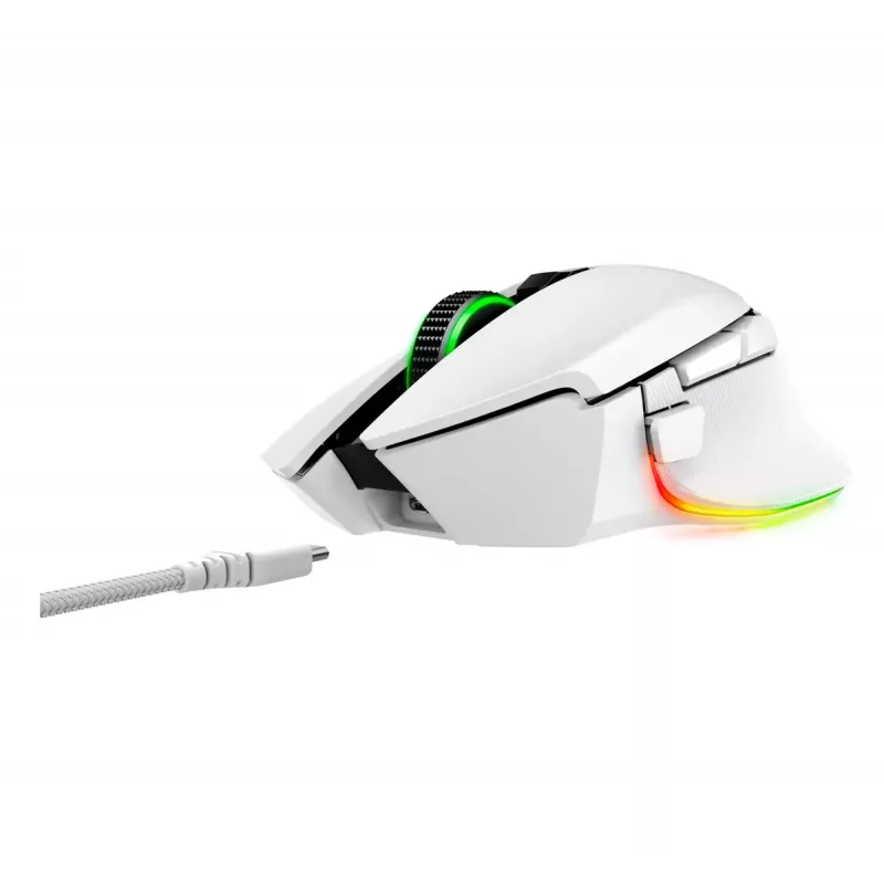 Gaming-Maus Razer Basilisk V3 Pro — rechtshändig, optisch 30.000 DPI, RF Wireless/Bluetooth/USB-C, weiß