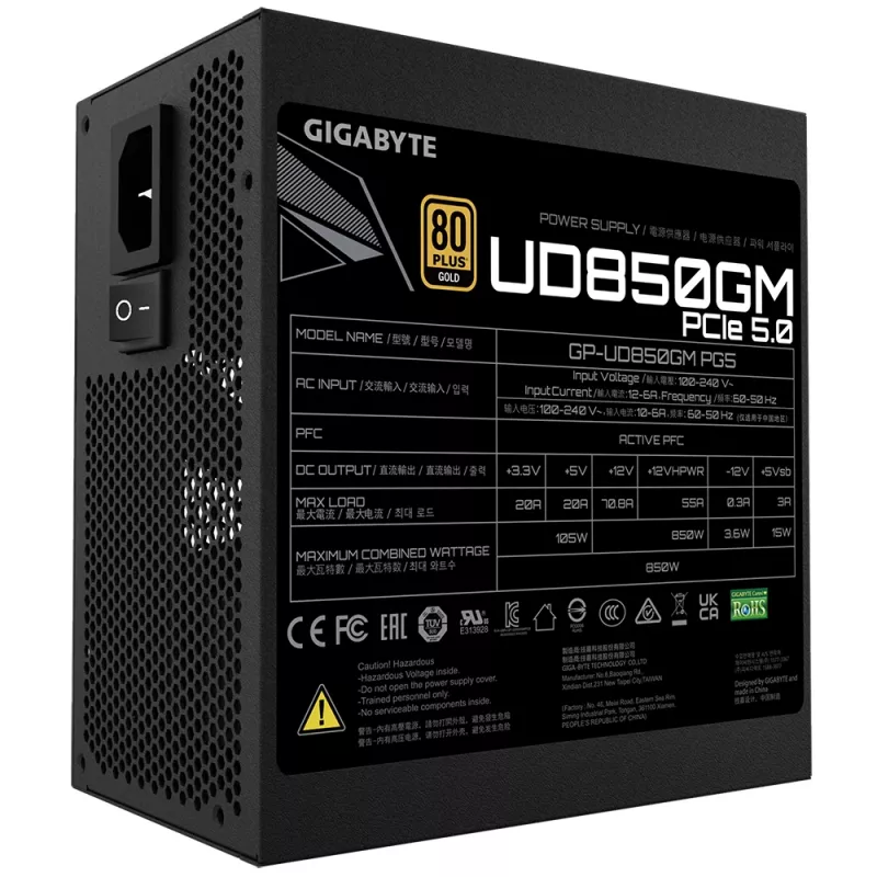 GIGABYTE GP-UD850GM PG5 Netzteil 850 W 20+4 pin ATX ATX Schwarz