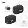 CLUB3D Reiseladegerät PPS 65Watt GAN-Technologie, Dreifachanschluss (2x USB Typ-C + USB Typ-A) Power Delivery (PD) 3.0 Unterstützung