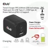 CLUB3D Reiseladegerät PPS 65Watt GAN-Technologie, Dreifachanschluss (2x USB Typ-C + USB Typ-A) Power Delivery (PD) 3.0 Unterstützung