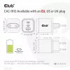 CLUB3D Reiseladegerät PPS 65Watt GAN-Technologie, Dreifachanschluss (2x USB Typ-C + USB Typ-A) Power Delivery (PD) 3.0 Unterstützung