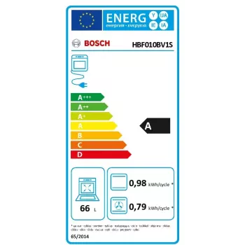 Einbau-Elektrobackofen Bosch Serie 2 HBF010BV1S — 66 L, Drehregler, Halogenlampe, Klasse A, weiß