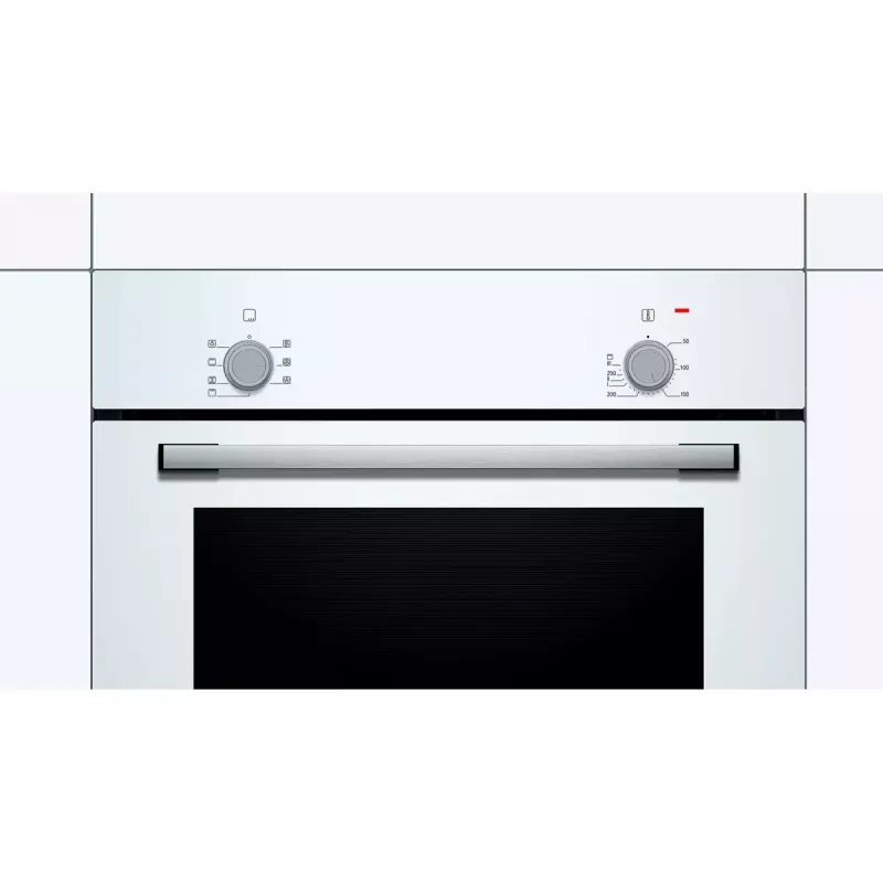 Einbau-Elektrobackofen Bosch Serie 2 HBF010BV1S — 66 L, Drehregler, Halogenlampe, Klasse A, weiß