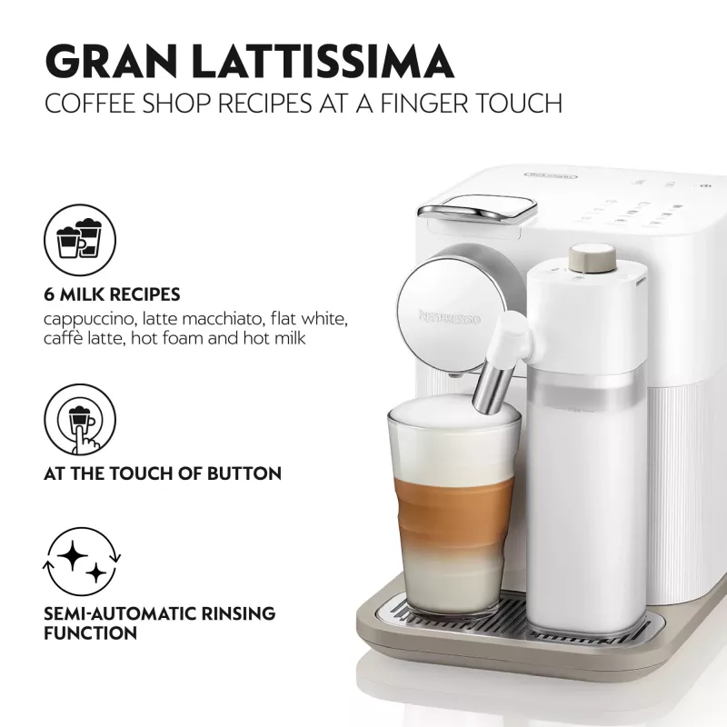 De’Longhi Lattissima One Nespresso Gran Lattissima Kaffeemaschine von Delonghi, Elegantes Dunkel
