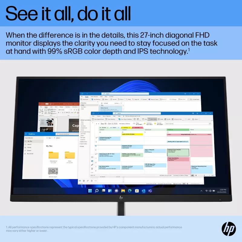 HP E27 G5 FHD Monitor, 68,6 cm (27 Zoll), 1920 x 1080 Pixel, Full HD, LCD, 5 ms, Schwarz