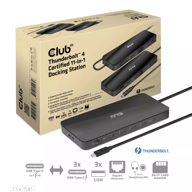 Dockingstation CLUB3D Thunderbolt 4 Certified 11-in-1 140W