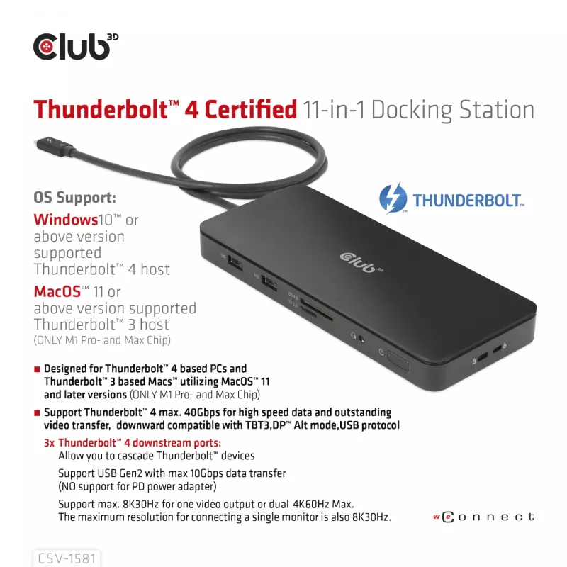 Dockingstation CLUB3D Thunderbolt 4 Certified 11-in-1 140W