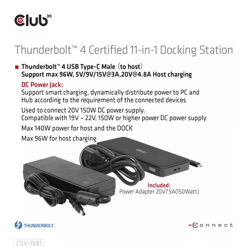 Dockingstation CLUB3D Thunderbolt 4 Certified 11-in-1 140W