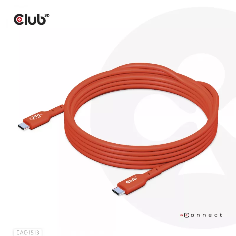 CLUB3D USB2 Type-C bidirektionales USB-IF-zertifiziertes Datenkabel 480Mb, PD 240W(48V/5A) EPR M/M 3m / 9.84 ft