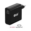 CLUB3D Reiseladegerät 140 Watt GaN-Technologie, Einzelport USB Typ-C, Power Delivery (PD) 3.1 Unterstützung