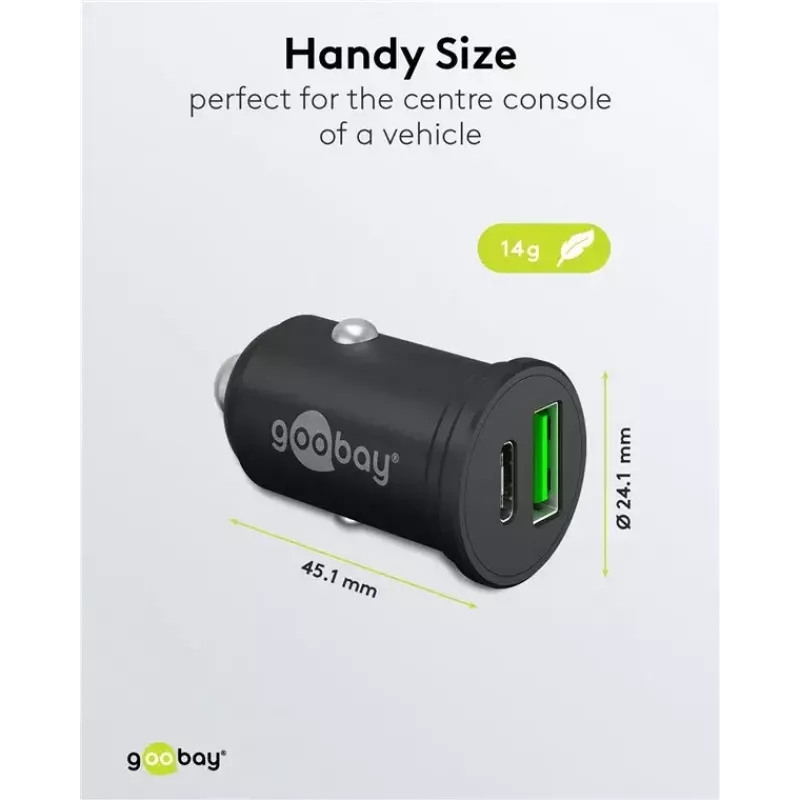 Goobay Dual-USB Auto-Schnellladegerät USB-C PD 45W Schwarz