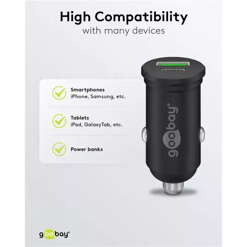 Goobay Dual-USB Auto-Schnellladegerät USB-C PD 45W Schwarz
