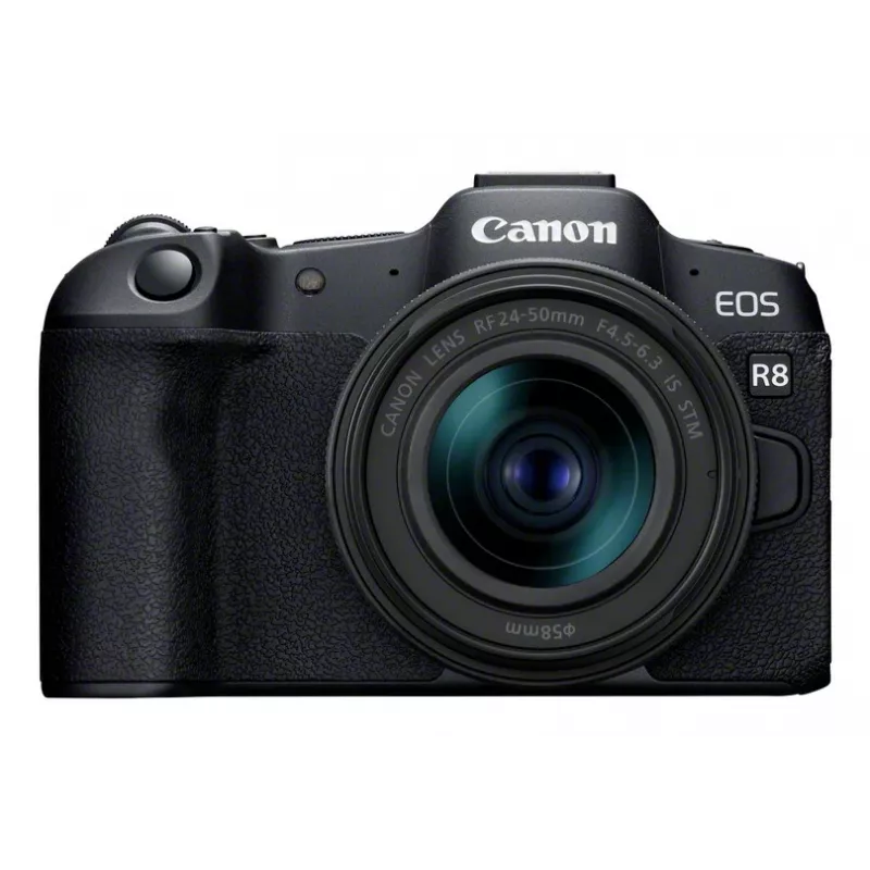Canon EOS R8 + RF 24-50mm F4.5-6.3 IS STM Kit, 24.2 MP, 6000 x 4000 Pixel, CMOS, 4K Ultra HD, Touchscreen, Schwarz
