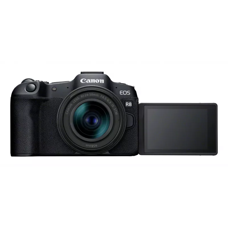 Canon EOS R8 + RF 24-50mm F4.5-6.3 IS STM Kit, 24.2 MP, 6000 x 4000 Pixel, CMOS, 4K Ultra HD, Touchscreen, Schwarz