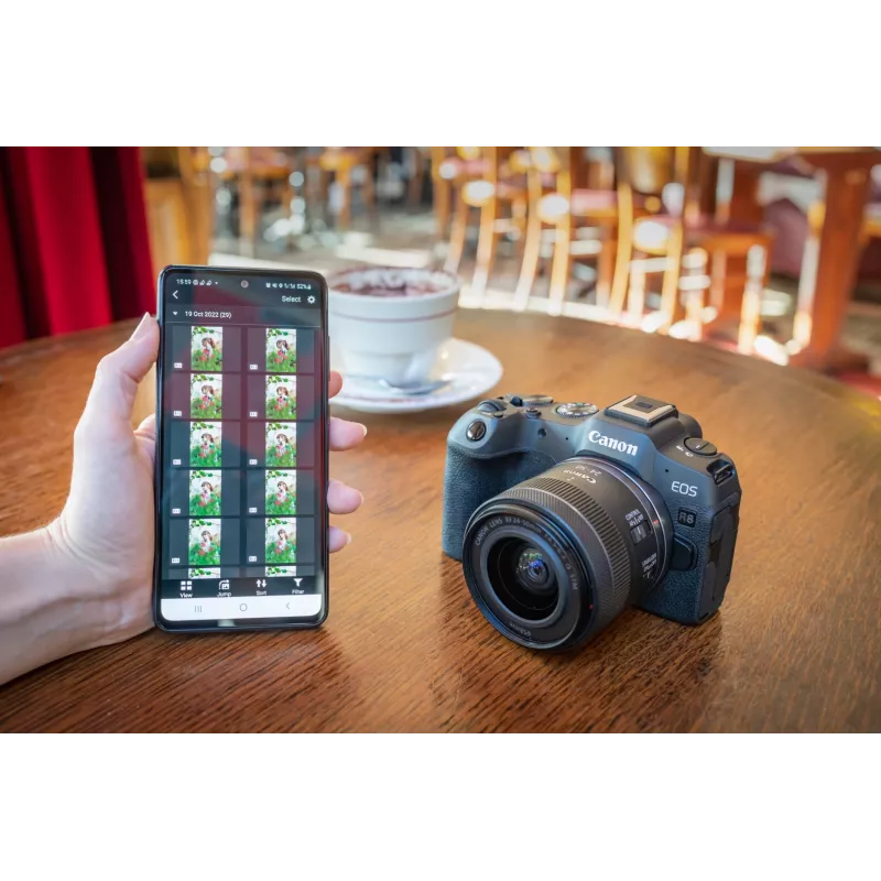 Canon EOS R8 + RF 24-50mm F4.5-6.3 IS STM Kit, 24.2 MP, 6000 x 4000 Pixel, CMOS, 4K Ultra HD, Touchscreen, Schwarz