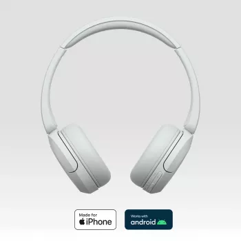 Sony WH-CH520 kabelloses On-Ear-Headset, Bluetooth 5.2, 50 Std. Wiedergabe, USB-C-Laden, weiß