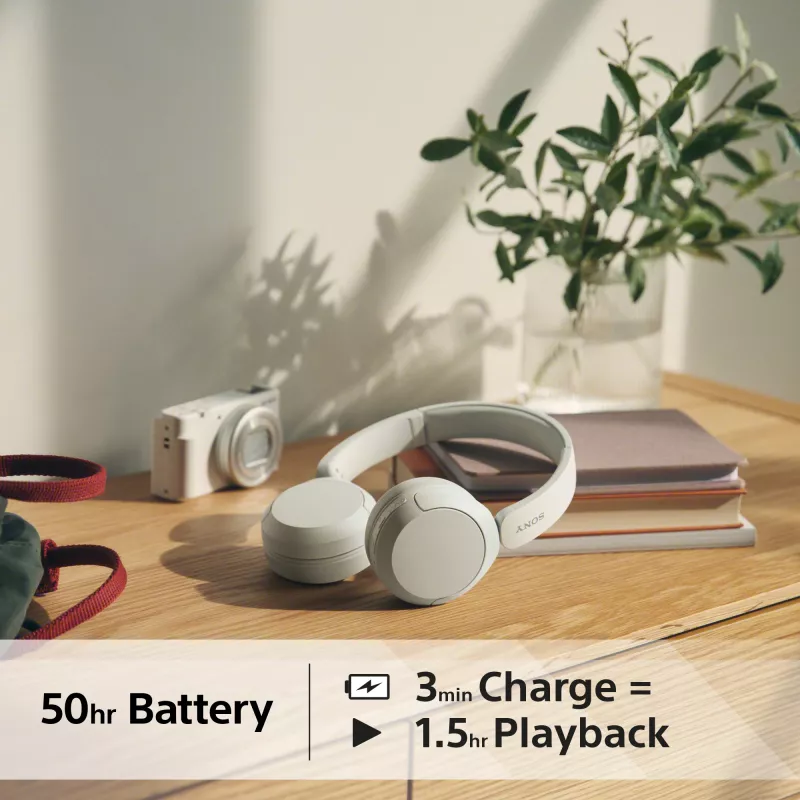 Sony WH-CH520 kabelloses On-Ear-Headset, Bluetooth 5.2, 50 Std. Wiedergabe, USB-C-Laden, weiß