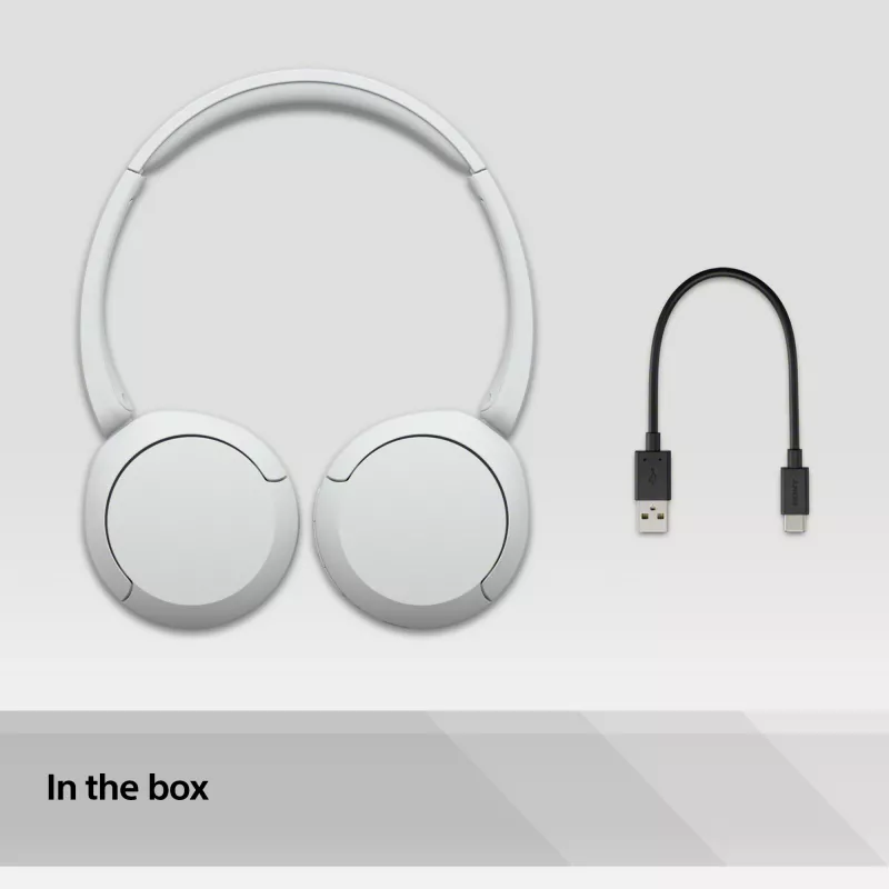 Sony WH-CH520 kabelloses On-Ear-Headset, Bluetooth 5.2, 50 Std. Wiedergabe, USB-C-Laden, weiß