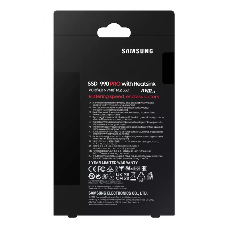 SSD-Laufwerk Samsung 990 PRO mit Heatsink 2000 GB M.2 2280 M.2 NVMe MZ-V9P2T0CW