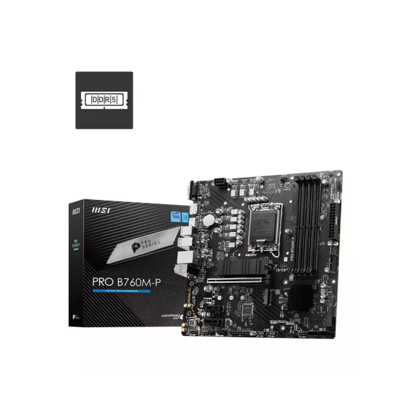 Motherboard MSI PRO B760M-P micro ATX, Intel B760, LGA 1700, 4× DDR5-Steckplätze, 192 GB, SATA III, PCIe 4.0