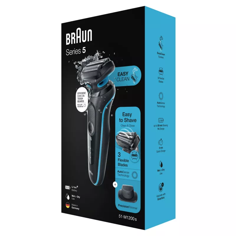 Braun Series 5 51-M1200s Herrenrasierer Folienrasierer Trimmer Schwarz, Blau