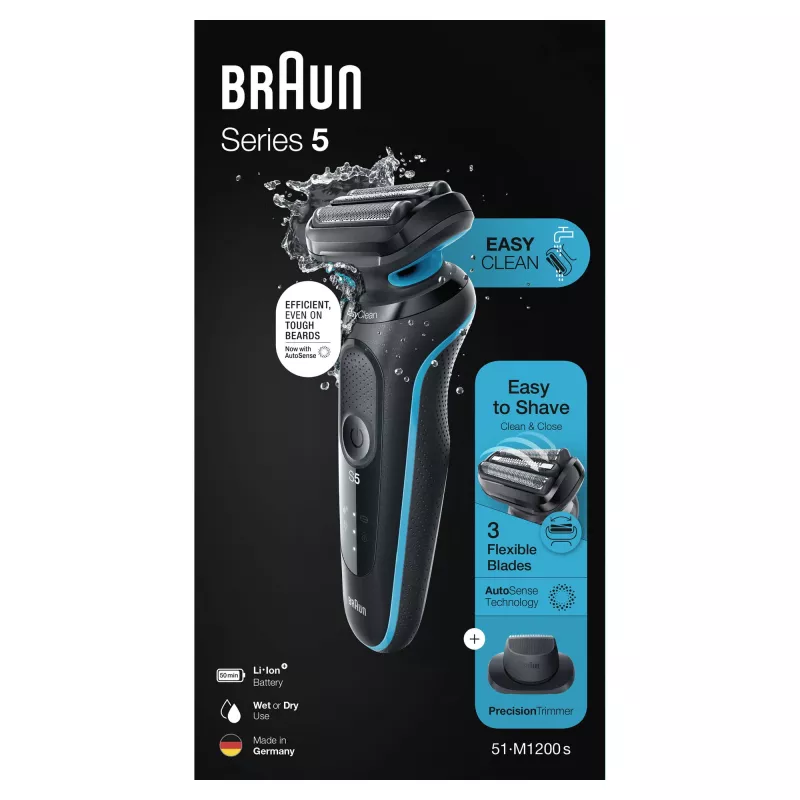Braun Series 5 51-M1200s Herrenrasierer Folienrasierer Trimmer Schwarz, Blau