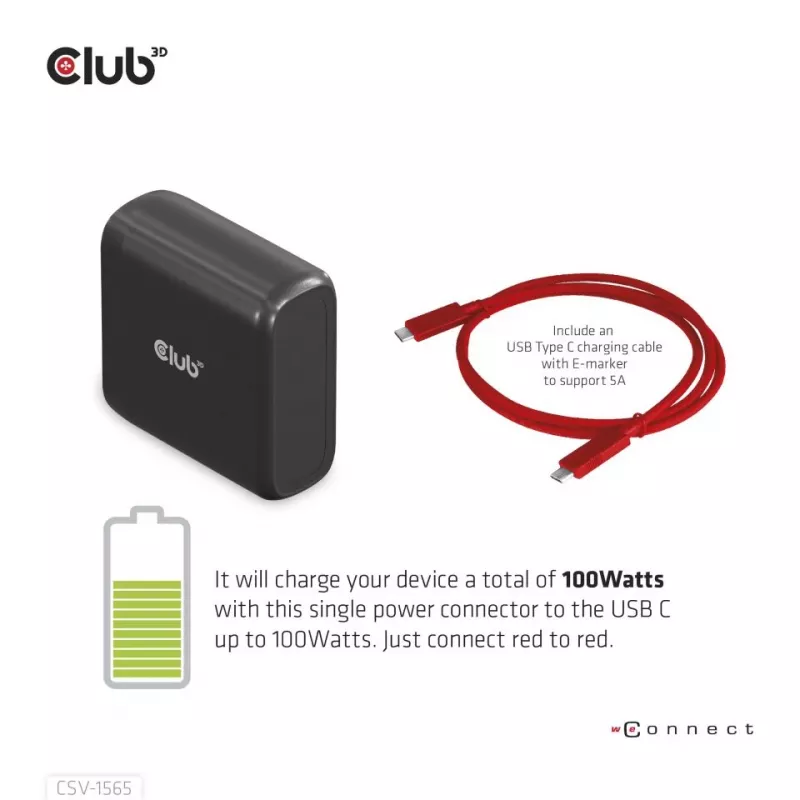 CLUB3D USB Gen1 Type-C Triple Display DP1.4 Alt mode Smart PD3.0 Charging Dock mit 100 Watt Netzteil