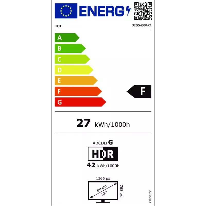 TV TCL 32S5400A 32 Zoll HD LED (1366x768), Android TV, Direct‑LED, 2×HDMI, HDR10, Bluetooth 5.0