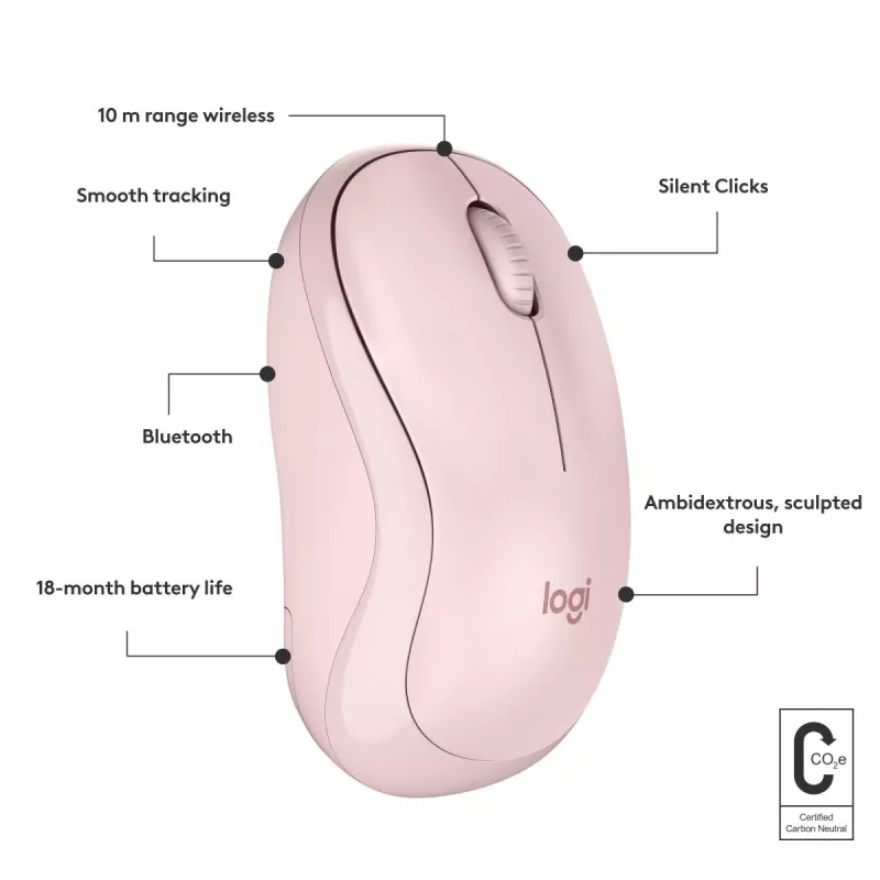 LOGITECH M240 Leise Maus - Bluetooth - Pink