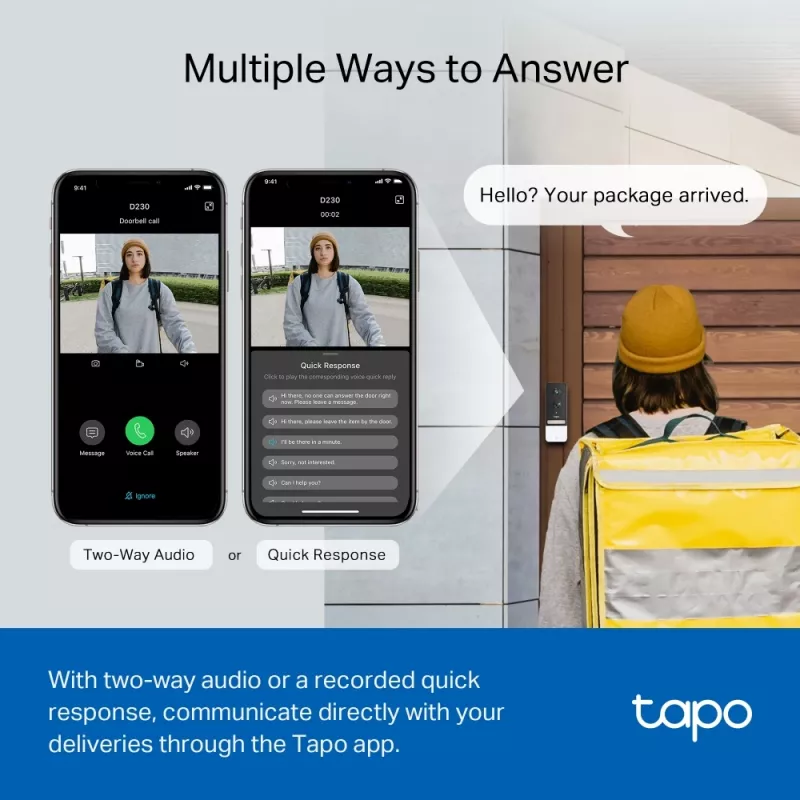 TP-Link Tapo Smart Video Türklingel Kamera-Kit, Schwarz, Weiß, IR, CE, RoHS, RCM,R-NZ,FCC, EAC, Triman, UKCA, G.711, 5 MP, 2560 x 1920 Pixel