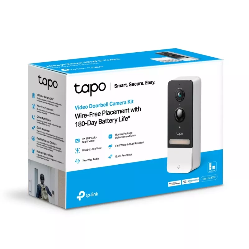 TP-Link Tapo Smart Video Türklingel Kamera-Kit, Schwarz, Weiß, IR, CE, RoHS, RCM,R-NZ,FCC, EAC, Triman, UKCA, G.711, 5 MP, 2560 x 1920 Pixel