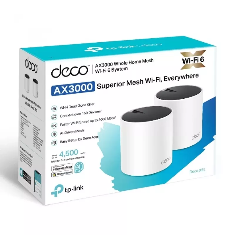 TP-Link DECO X55 (2er-Pack) Dualband (2,4 GHz / 5 GHz) Wi-Fi 6 (802.11ax) Weiß 3 Intern