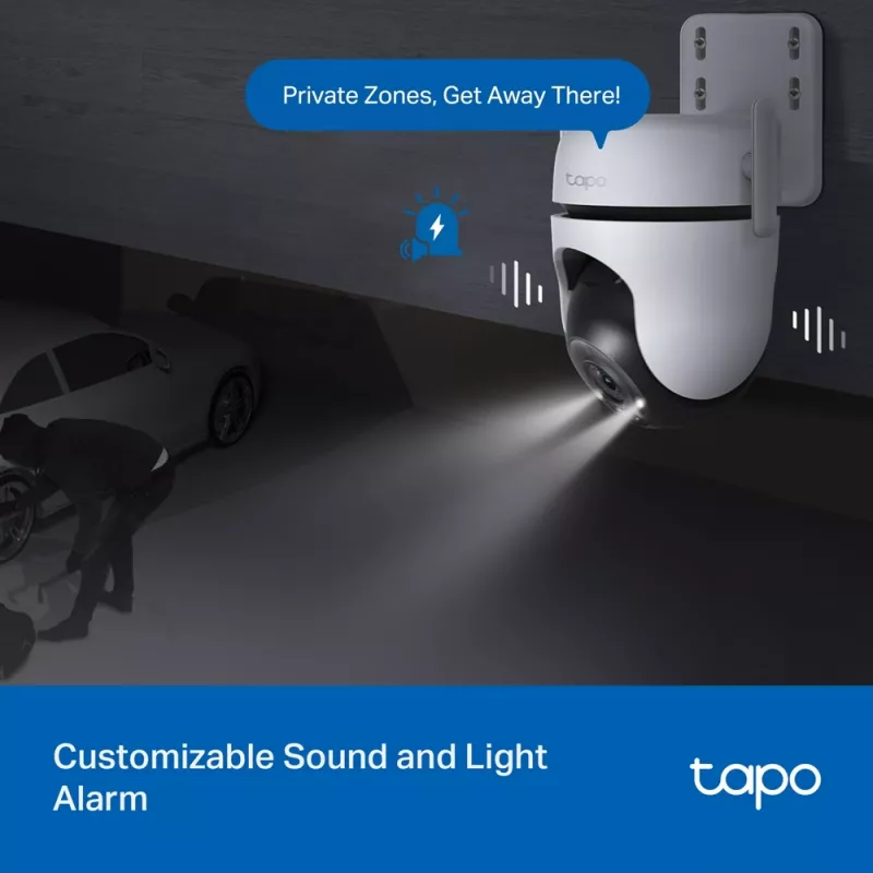 TP-Link Tapo Outdoor Pan/Tilt Security Wi-Fi Camera, IP security camera, Indoor & outdoor, Wireless, CE, FCC, RoHS, RCM, Ceiling, Black, White