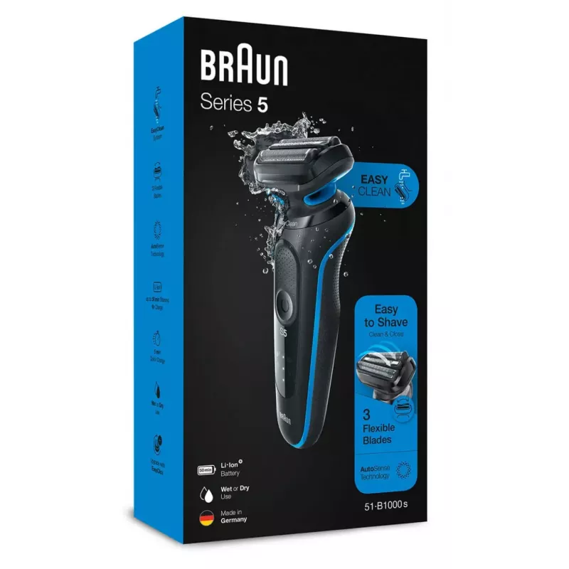 Braun 51-B1000s Folienrasierer Schwarz, Blau