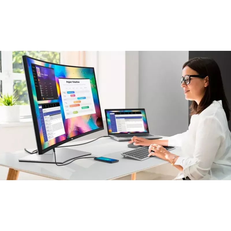 DELL UltraSharp U3824DW Computer-Monitor 95,2 cm (37,5 Zoll) 3840 x 1600 Pixel Wide Quad HD+ LCD Schwarz, Silber