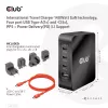 CLUB3D International Travel Charger 140W GaN-Technologie, Vier Ports USB Typ-A (1x) und -C (3x), PPS + Power Delivery (PD) 3.1 Unterstützung