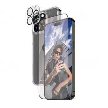 PanzerGlass ® 3-in-1 Bundle iPhone 15 Pro Max, Apple, Apple - iPhone 15 Pro Max, Trockenanwendung, Stoßfest, Transparent, 1 Stück