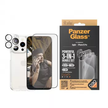 PanzerGlass 3-in-1 Pack iPhone 15 Pro Tempered Glass Transparent