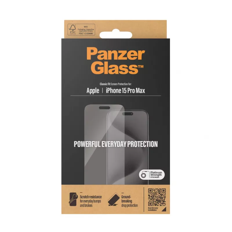 PanzerGlass ® Displayschutzfolie iPhone 15 Pro Max | Classic Fit