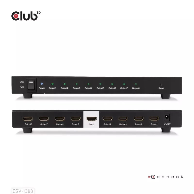 CLUB3D 1-zu-8 HDMI™ Splitter Full 3D und 4K60Hz (600MHz)