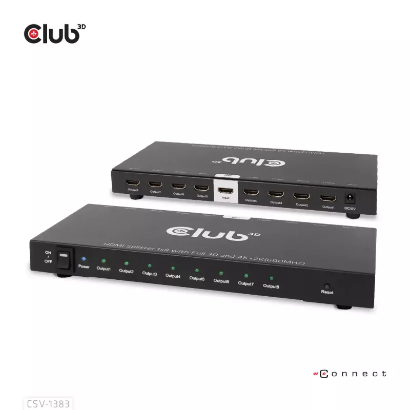 CLUB3D 1-zu-8 HDMI™ Splitter Full 3D und 4K60Hz (600MHz)
