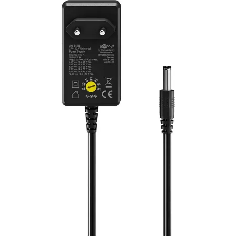 AC Adapter Goobay 64568 Universal Schwarz 12V 2.25A 1.8m