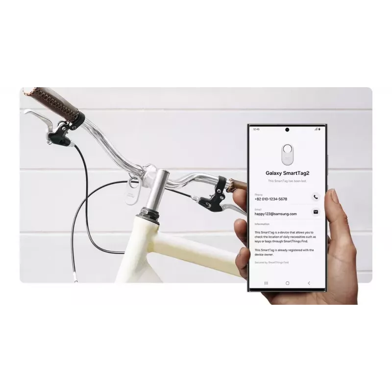 Tracking-Gerät Samsung Galaxy SmartTag2 — Bluetooth-Tracker, CR2032-Batterie, bis zu 12000 h, 13,75 g, 28,8×52,4 mm, 1 Stück