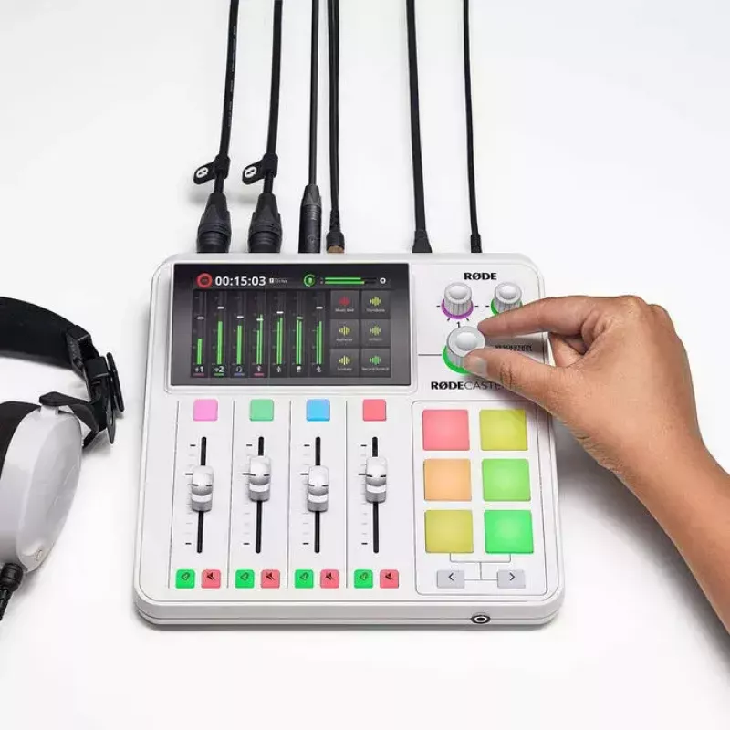 Audio-Interface Rode RodeCaster Duo weiß – 2-Kanal-USB-Podcasting-Konsole mit Mixer und Vorverstärkern