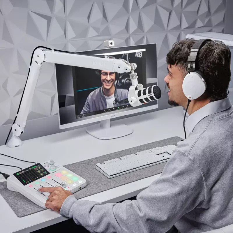 Audio-Interface Rode RodeCaster Duo weiß – 2-Kanal-USB-Podcasting-Konsole mit Mixer und Vorverstärkern