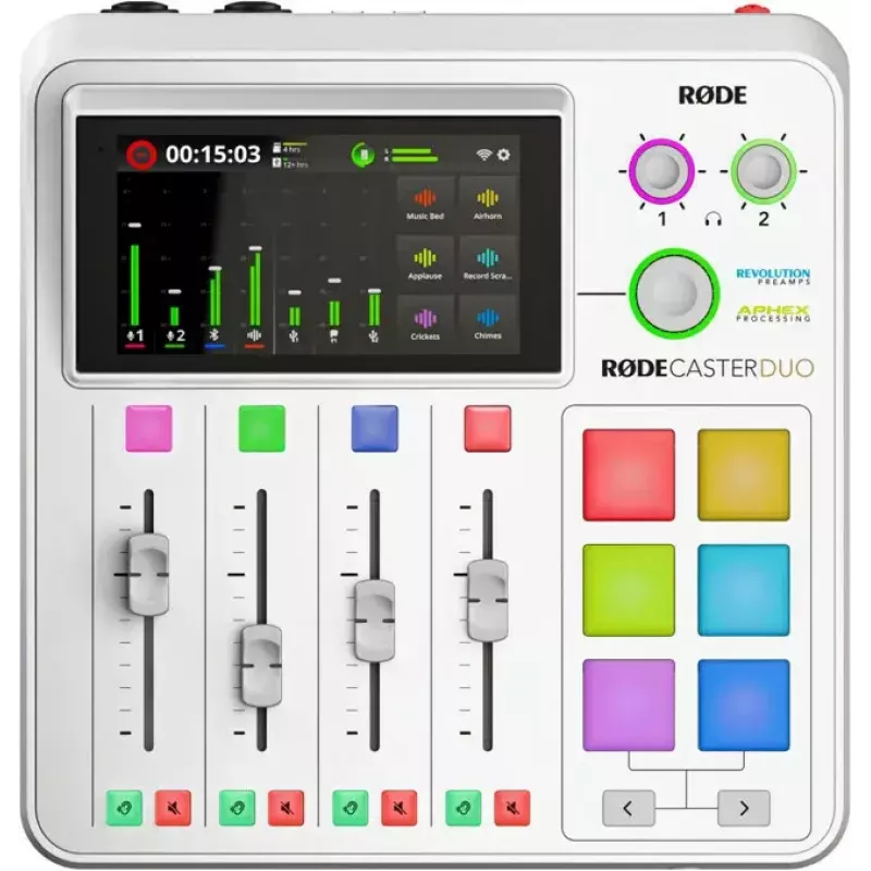 Audio-Interface Rode RodeCaster Duo weiß – 2-Kanal-USB-Podcasting-Konsole mit Mixer und Vorverstärkern